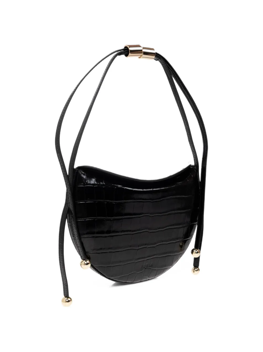 Furla Moonstone Small croc-effect shoulder bag Zwart
