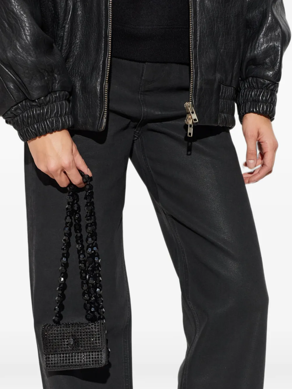 Kurt Geiger London Micro Kensington Bead embellished shoulder bag Zwart