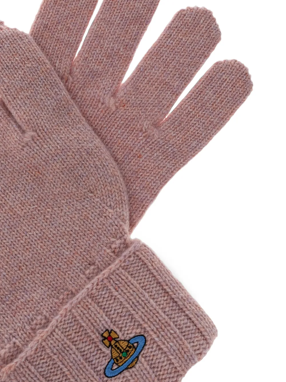 Vivienne Westwood Orb-embroidered cashmere gloves Roze