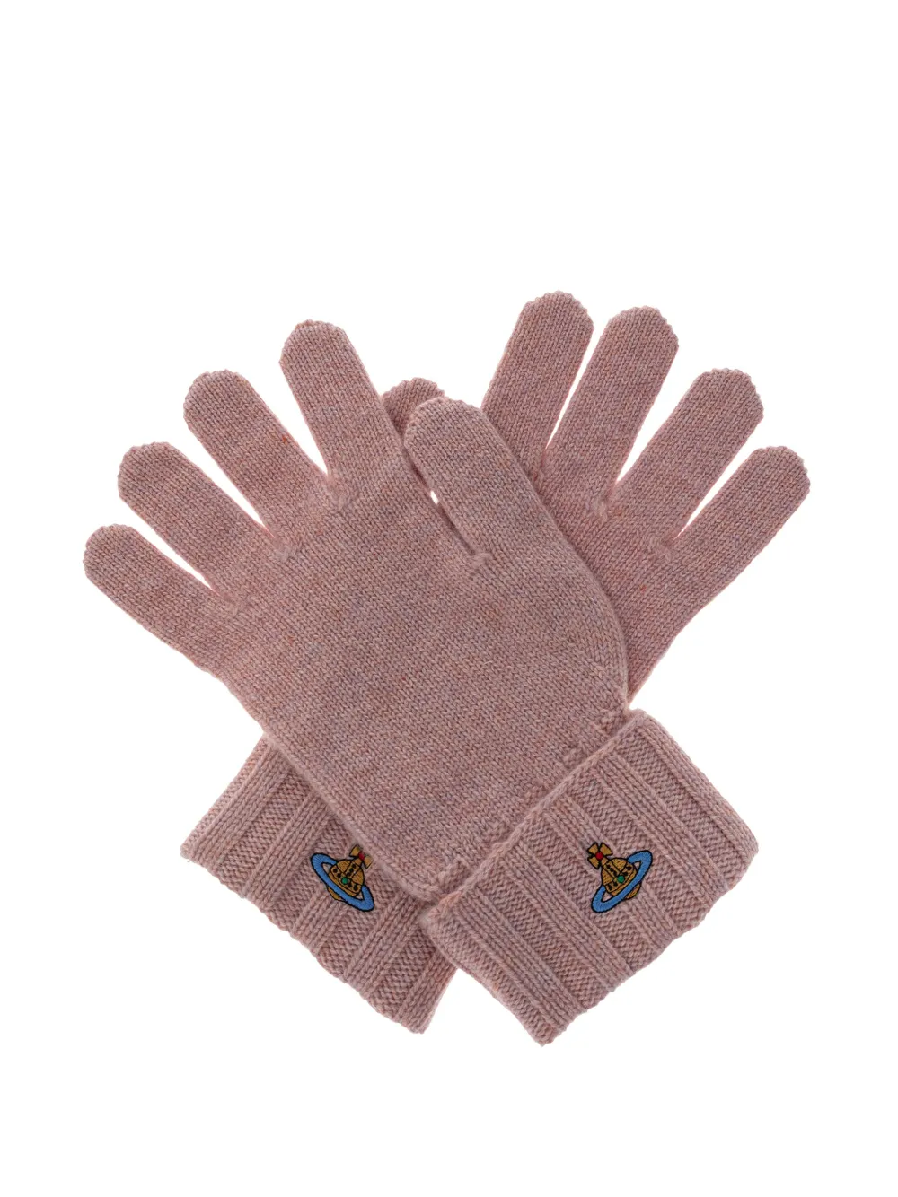 Vivienne Westwood Orb-embroidered cashmere gloves - Pink