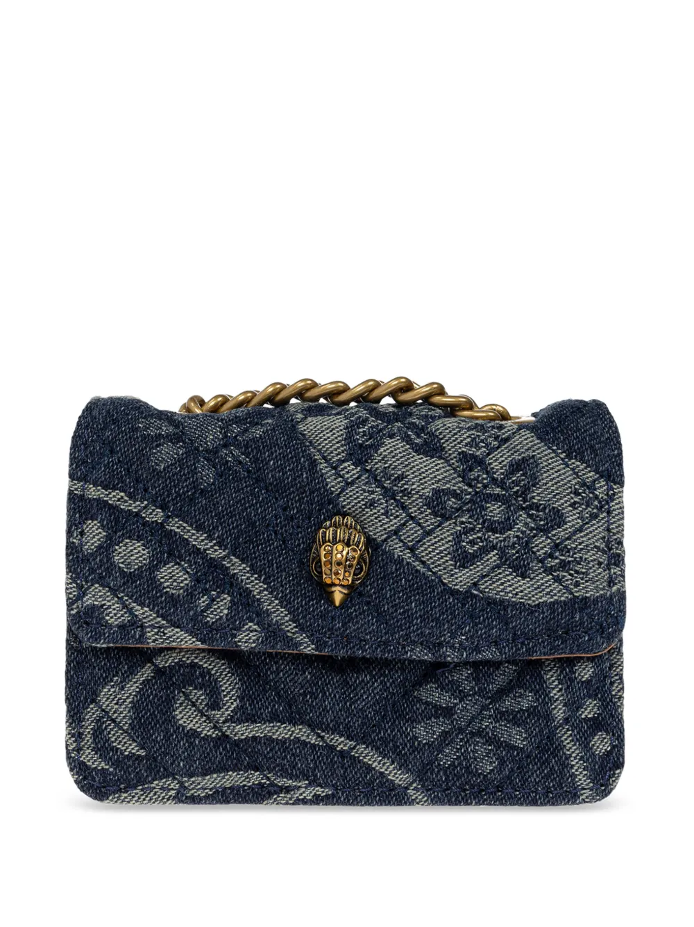 Kurt Geiger London micro Kensington paisley quilted cross body bag - Blu