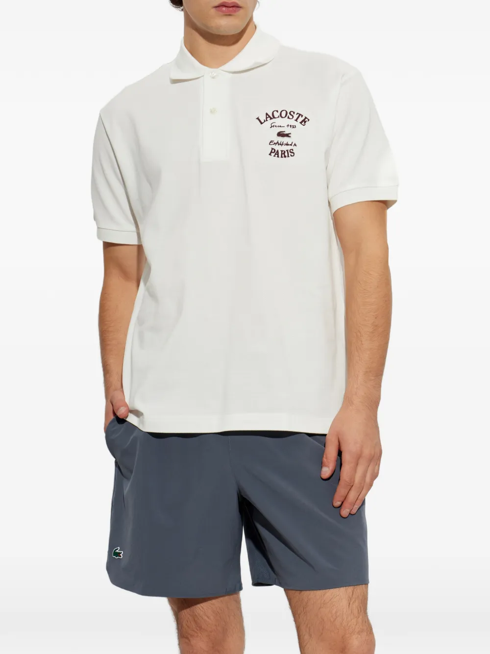 Lacoste Classic-fit embroidered petit piqué polo shirt Wit