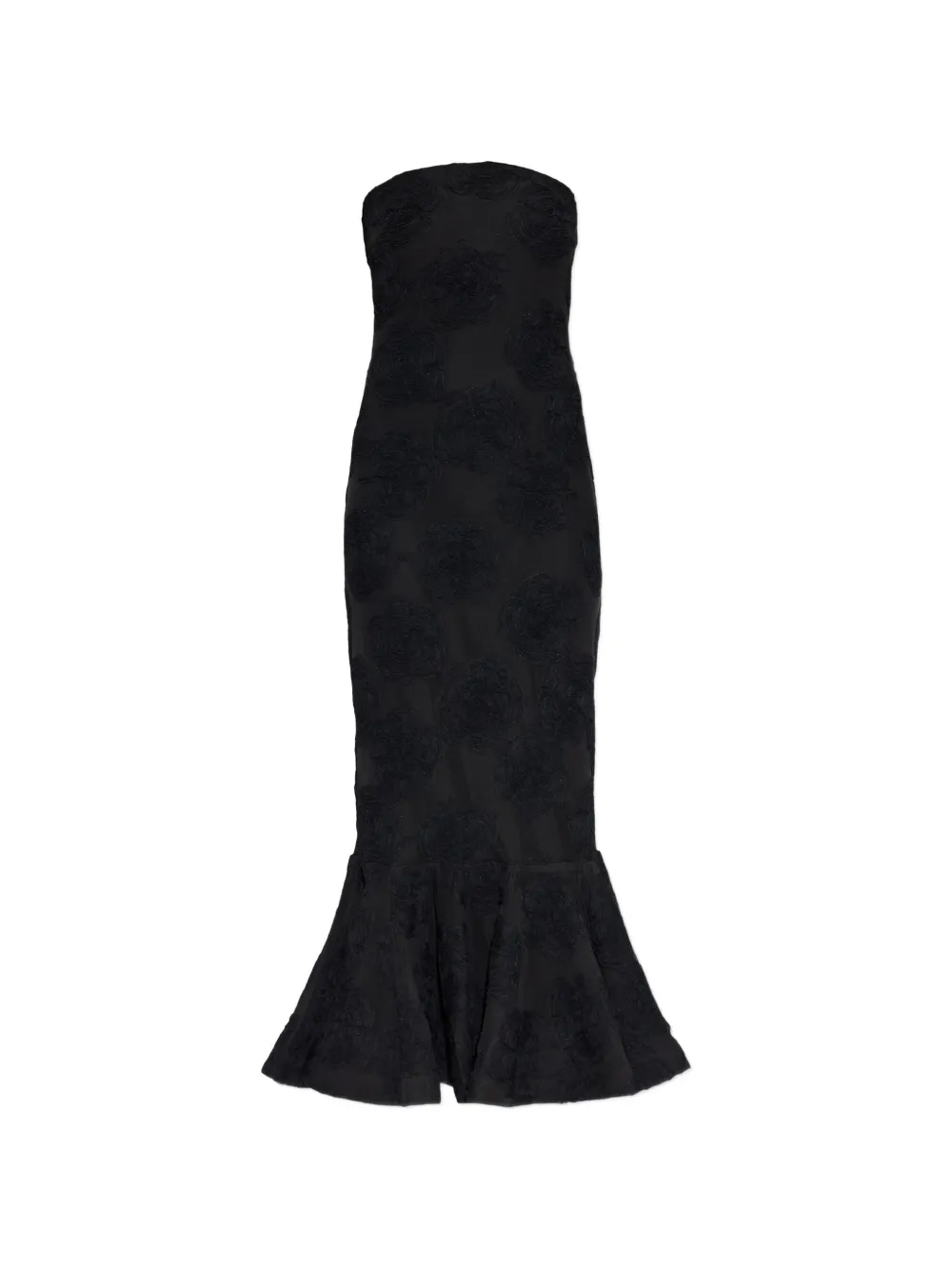 ROTATE BIRGER CHRISTENSEN floral-appliqué midi dress - Nero