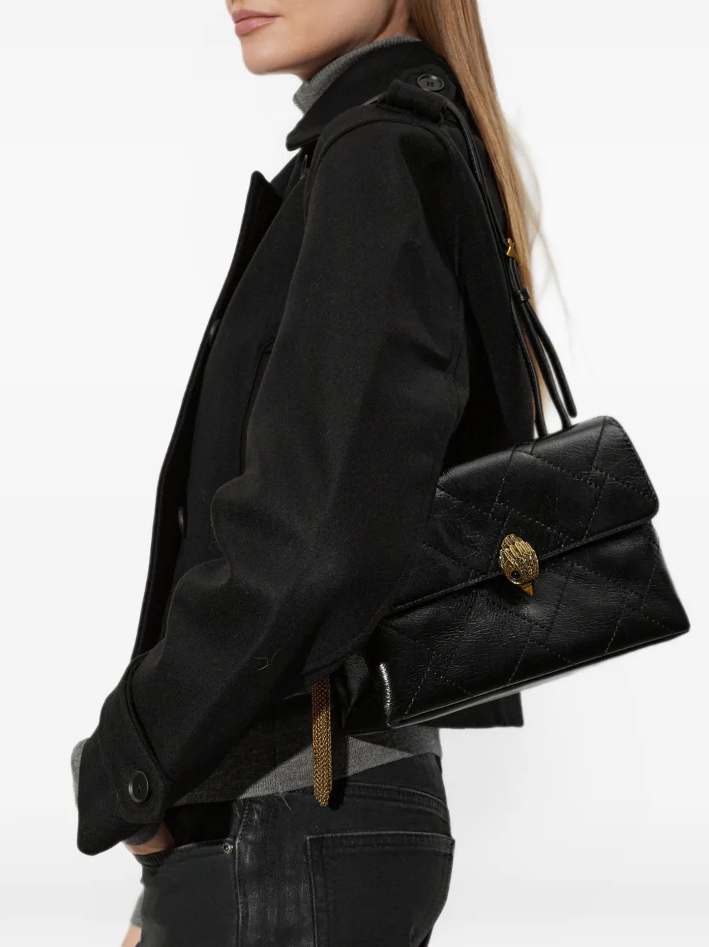 Kurt Geiger London Celia Flap quilted leather shoulder bag - Nero