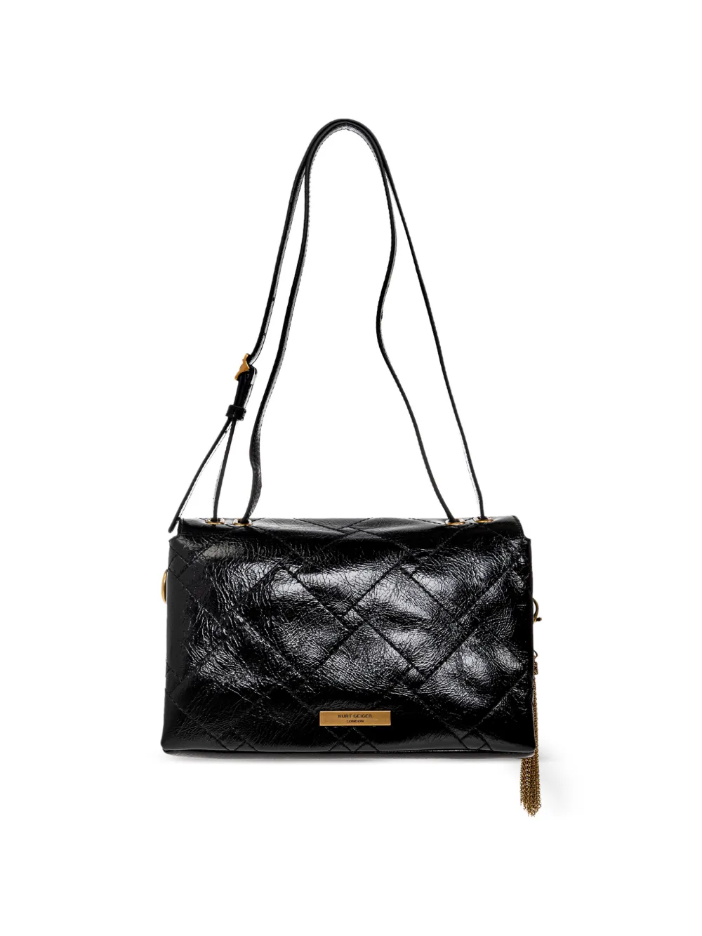 Kurt Geiger London Celia Flap quilted leather shoulder bag Zwart