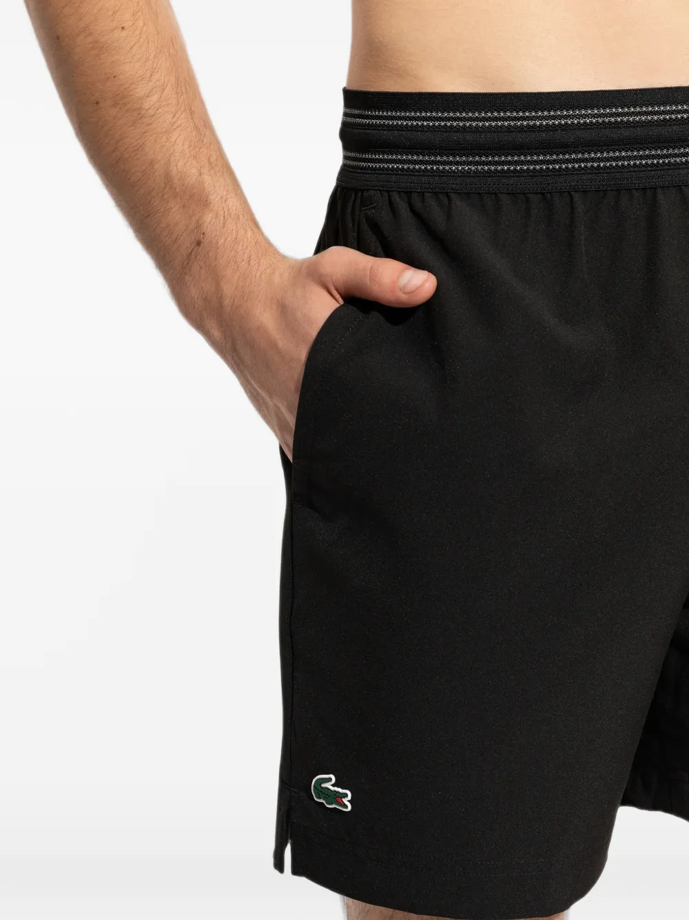 Lacoste logo-patch shorts Zwart