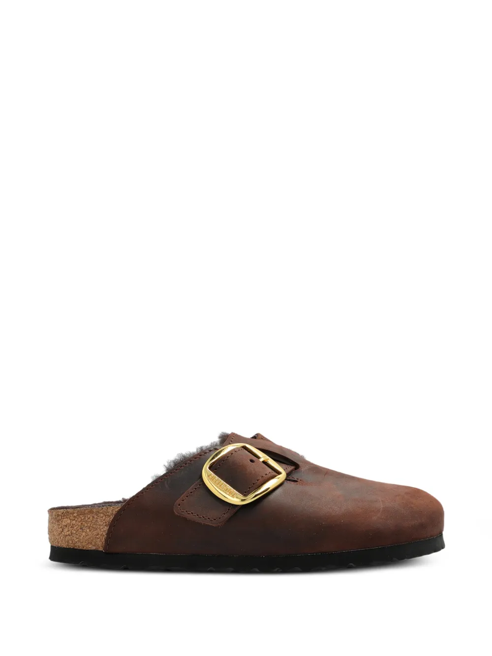 Birkenstock Boston Big Buckle shearling mules - Marrone
