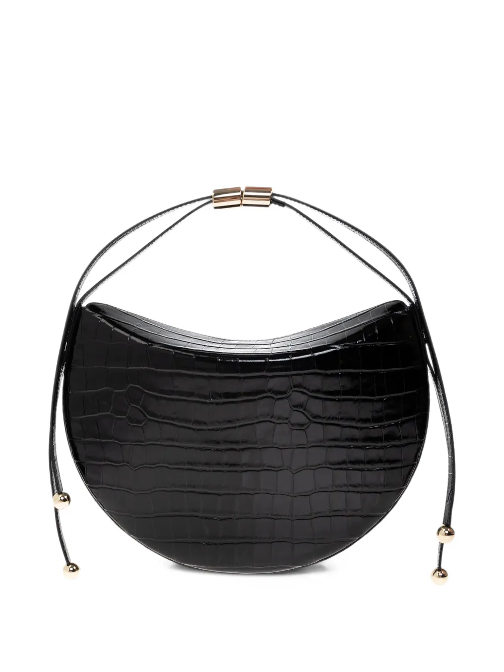 Furla Moonstone croc-effect leather shoulder bag Zwart