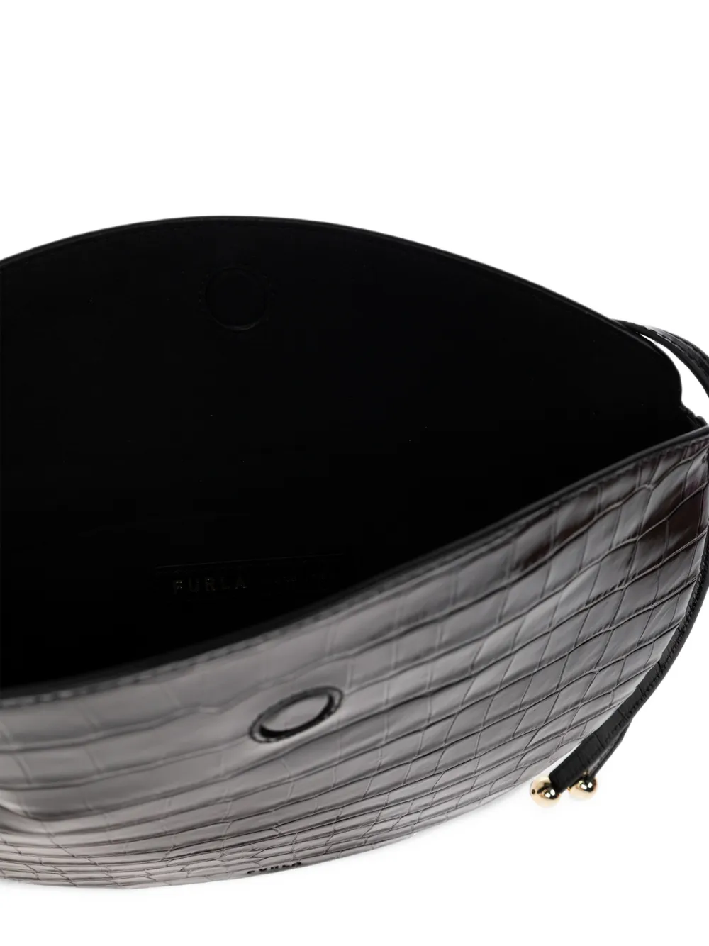 Furla Moonstone croc-effect leather shoulder bag Zwart