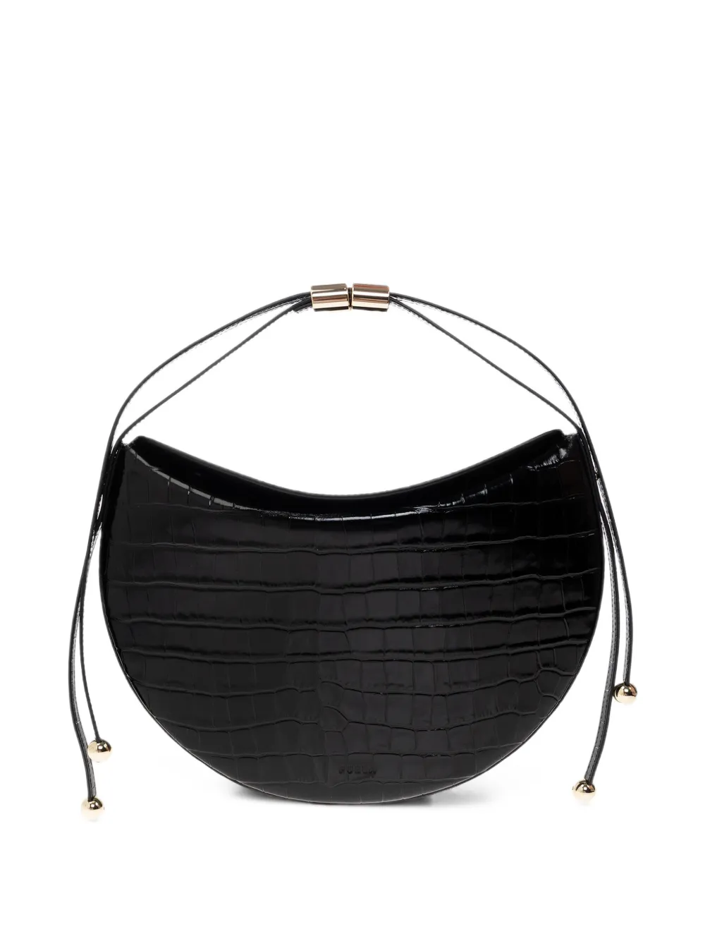 Furla Moonstone croc-effect leather shoulder bag Zwart