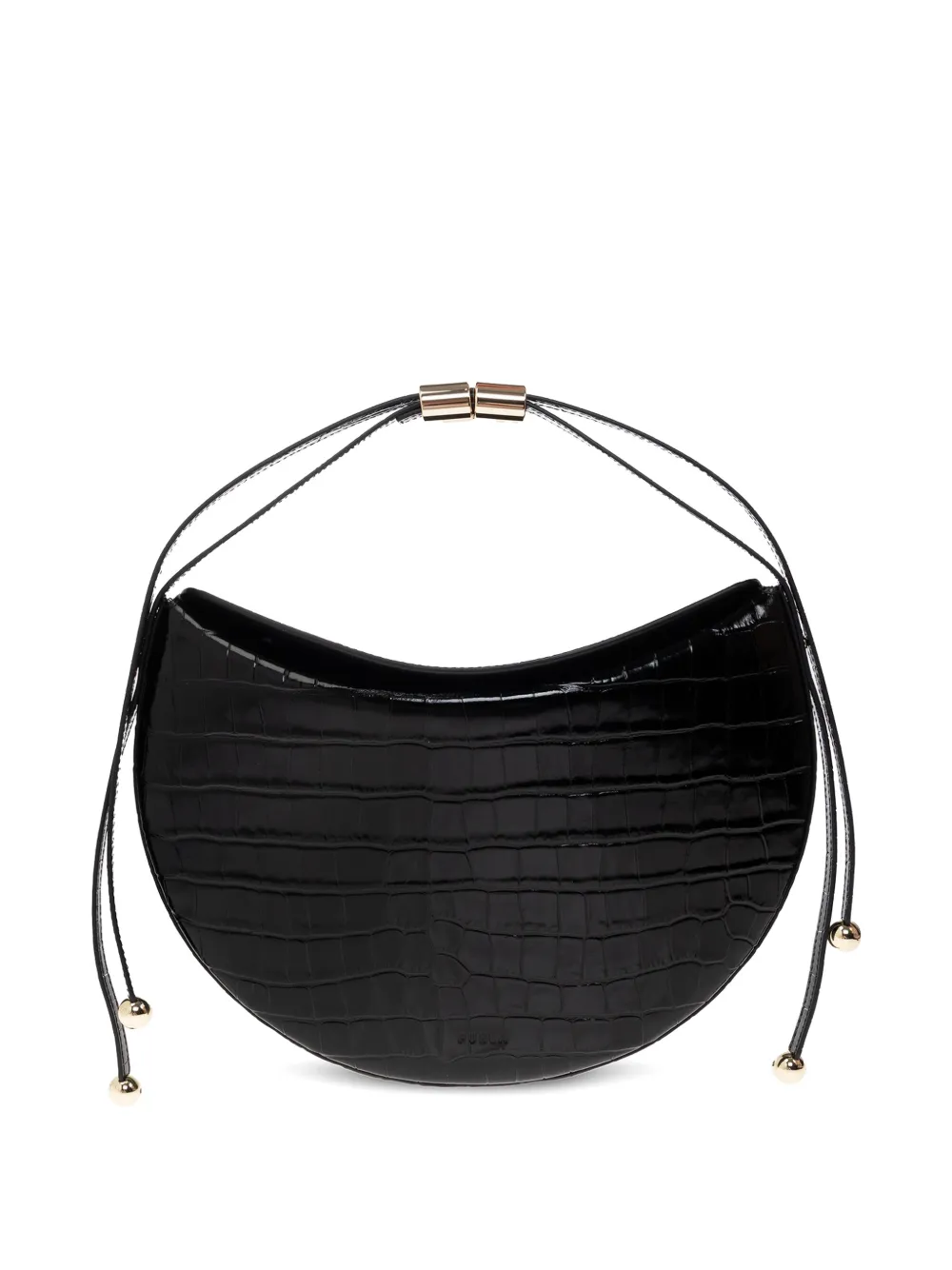 Furla Moonstone croc-effect leather shoulder bag - Nero