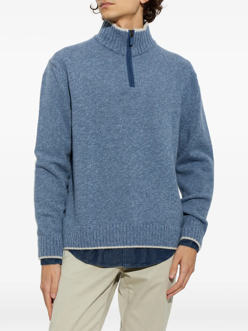 Paul & Shark half-zip long-sleeve sweater Blauw