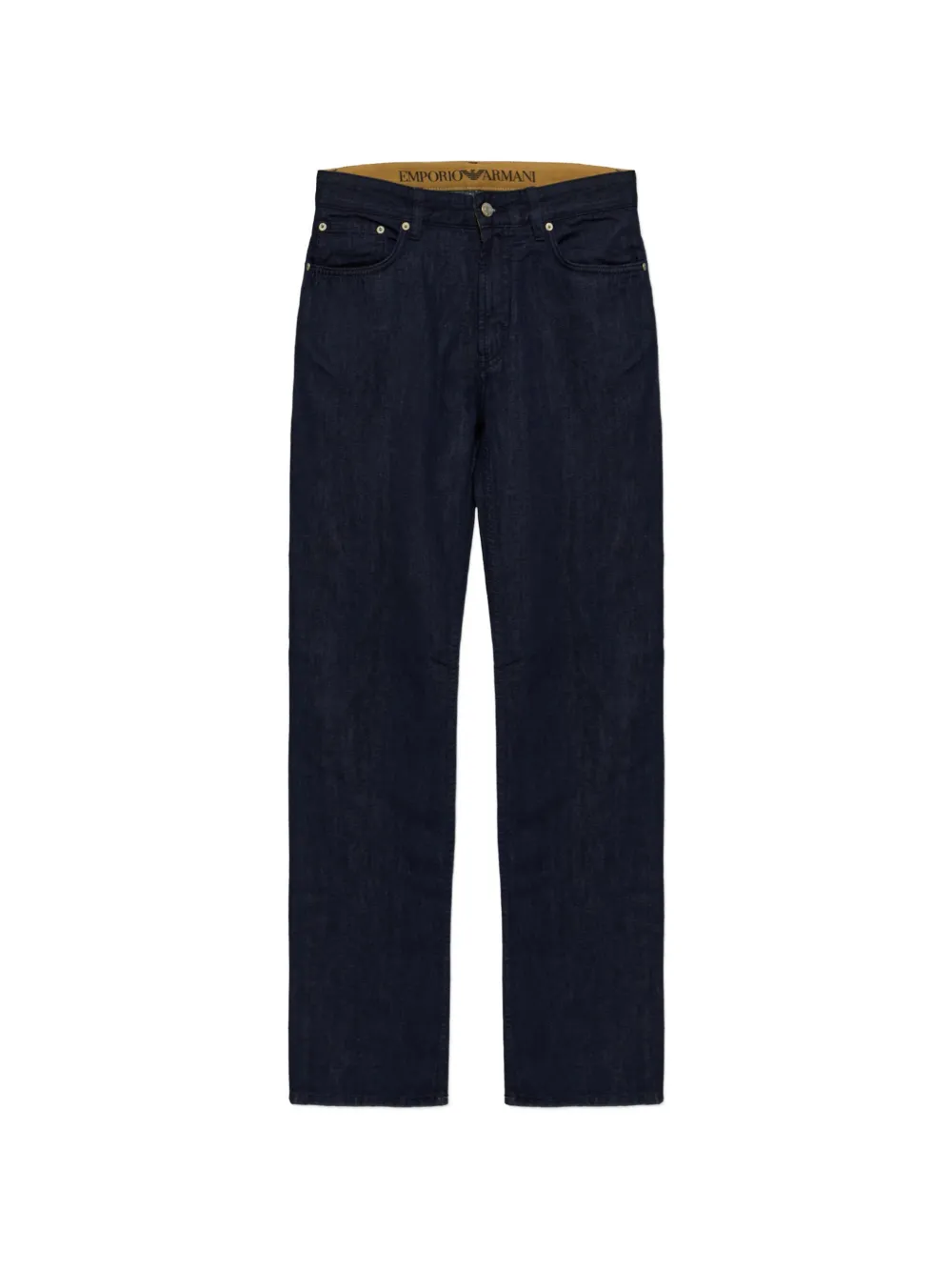 Emporio Armani five-pocket straight-leg jeans in cotton and linen denim - Blau