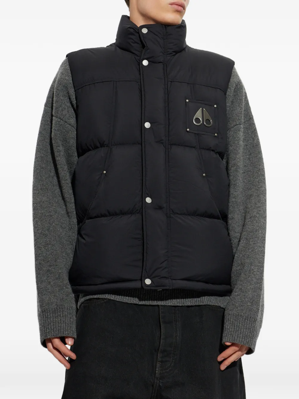 Moose Knuckles Everest quilted logo-plaque gilet Zwart