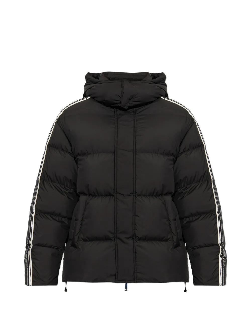 Emporio Armani quilted down jacket with hood and stripes on sleeves - Schwarz