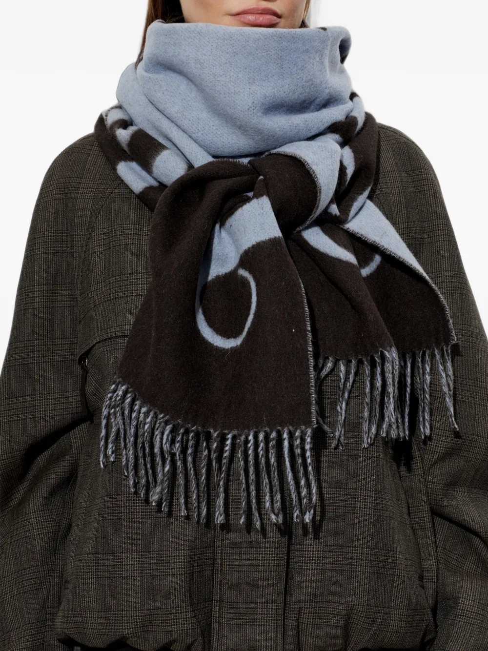 Vivienne Westwood logo-print fringed-hem scarf Bruin