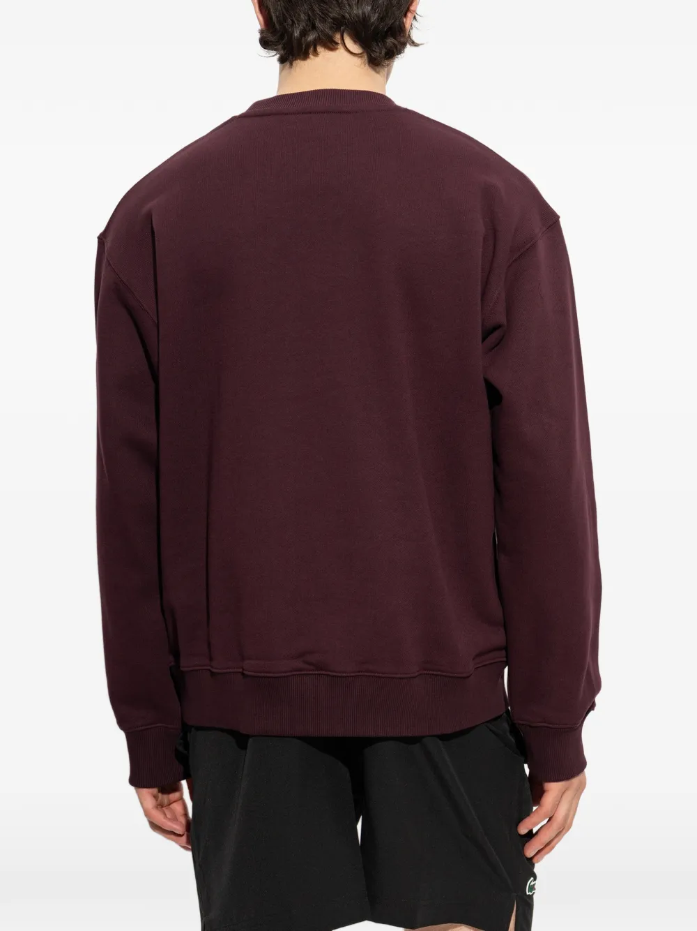 Lacoste embroidered fleece crew-neck sweatshirt Paars