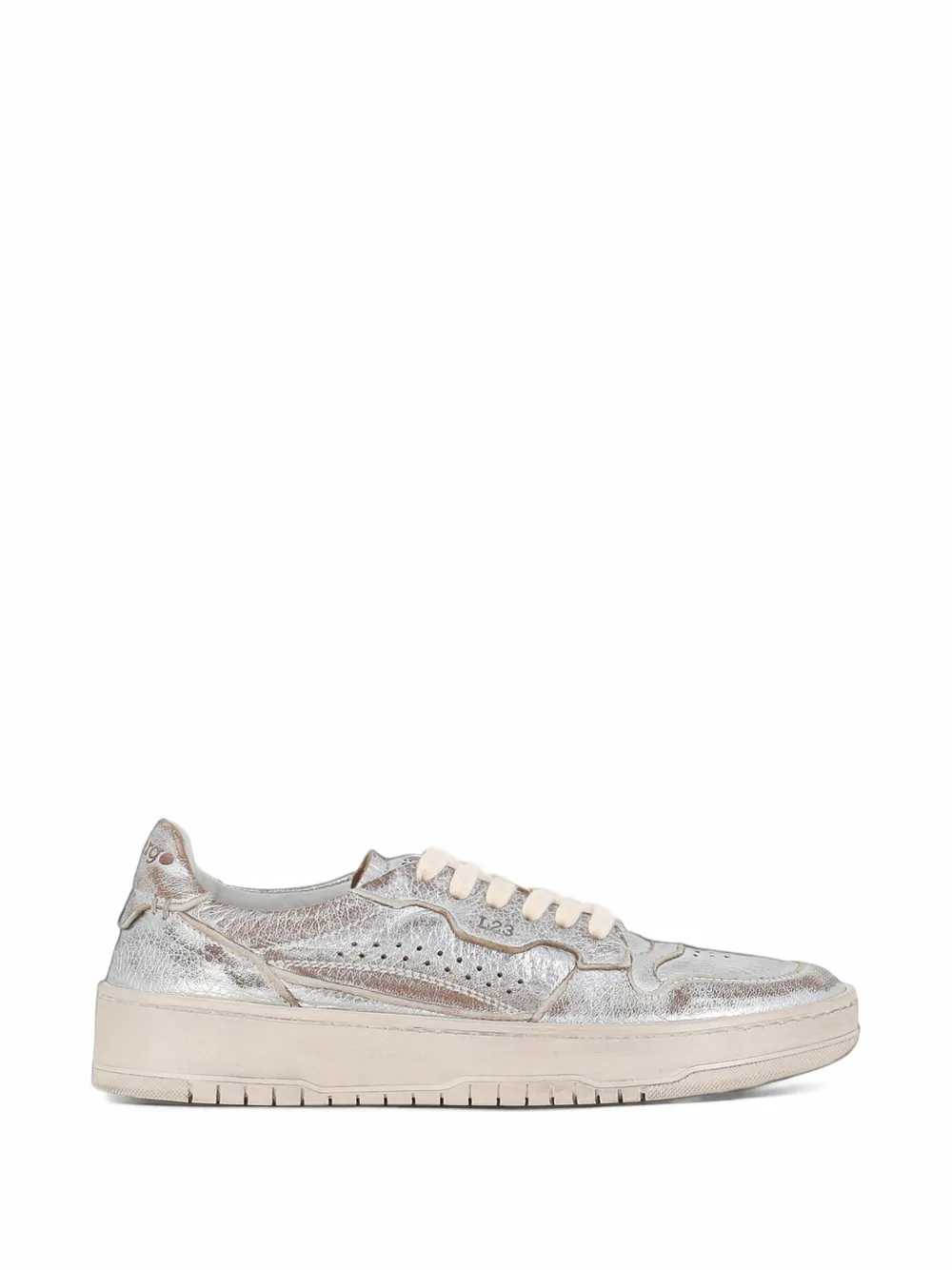 Lemargo Metallic-effect Perforated Sneakers In Silver