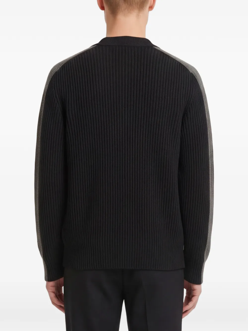 Gucci rib wool cardigan with muted Web Zwart