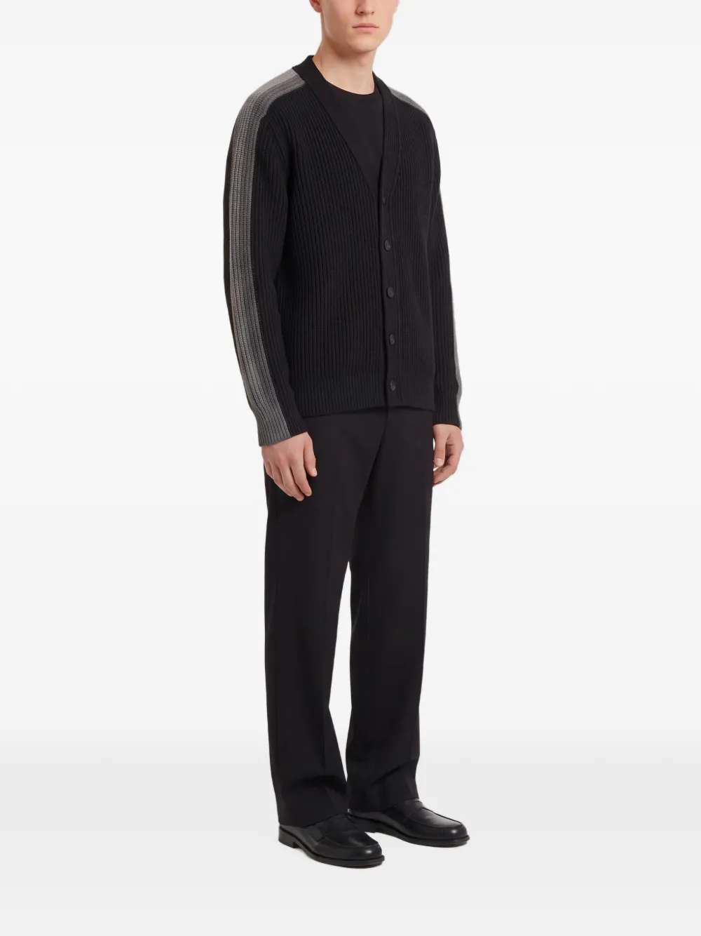 Gucci rib wool cardigan with muted Web Zwart