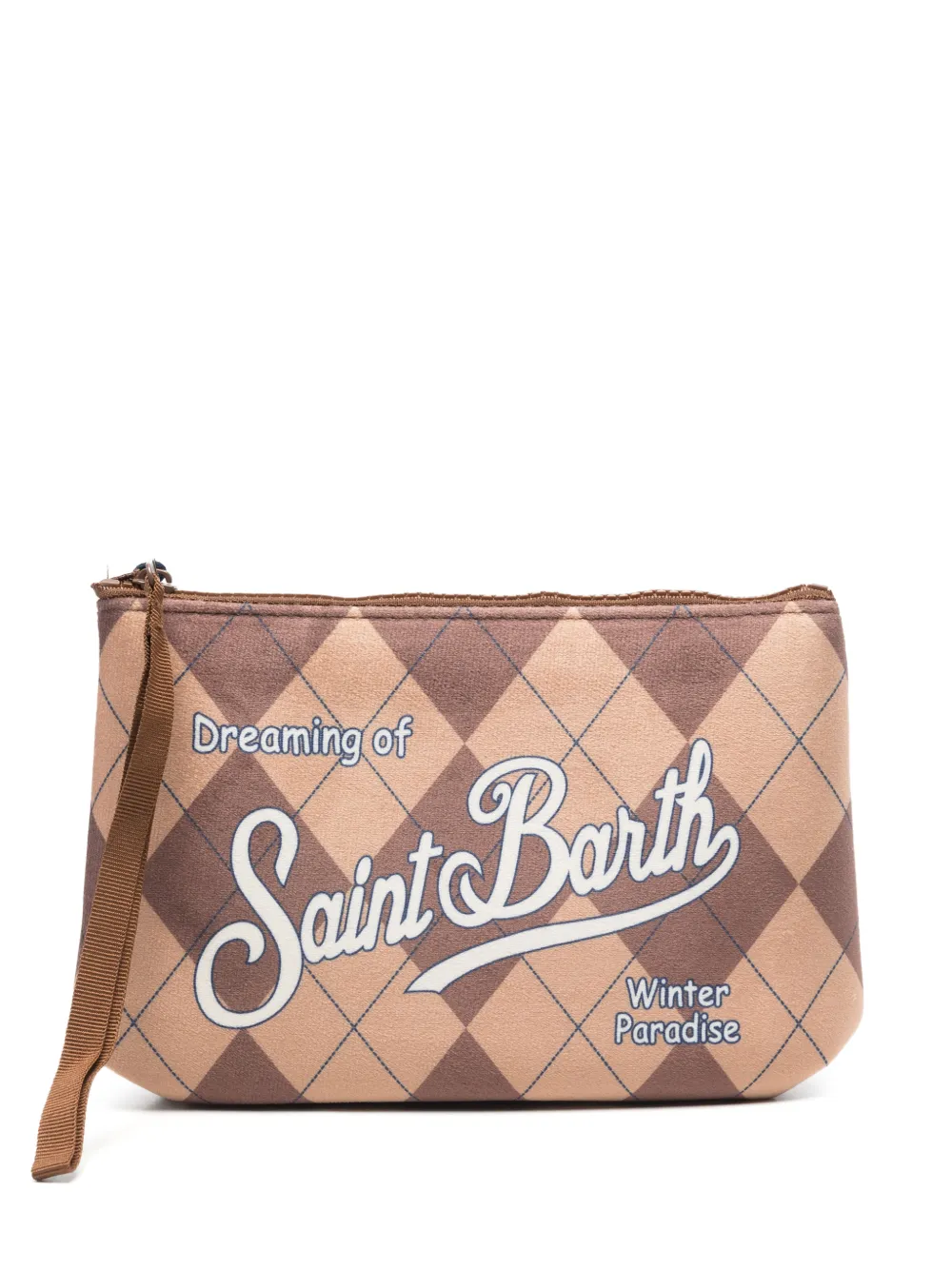 MC2 Saint Barth Aline W clutch met argyle-print Beige