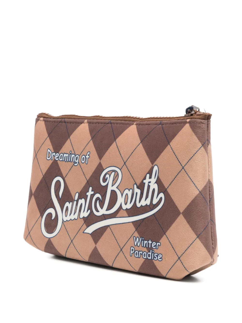 MC2 Saint Barth Aline W clutch met argyle-print Beige