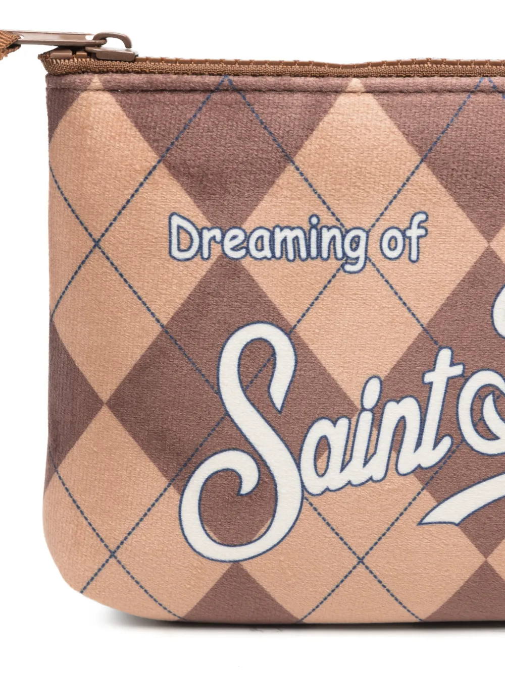 MC2 Saint Barth Aline W clutch met argyle-print Beige