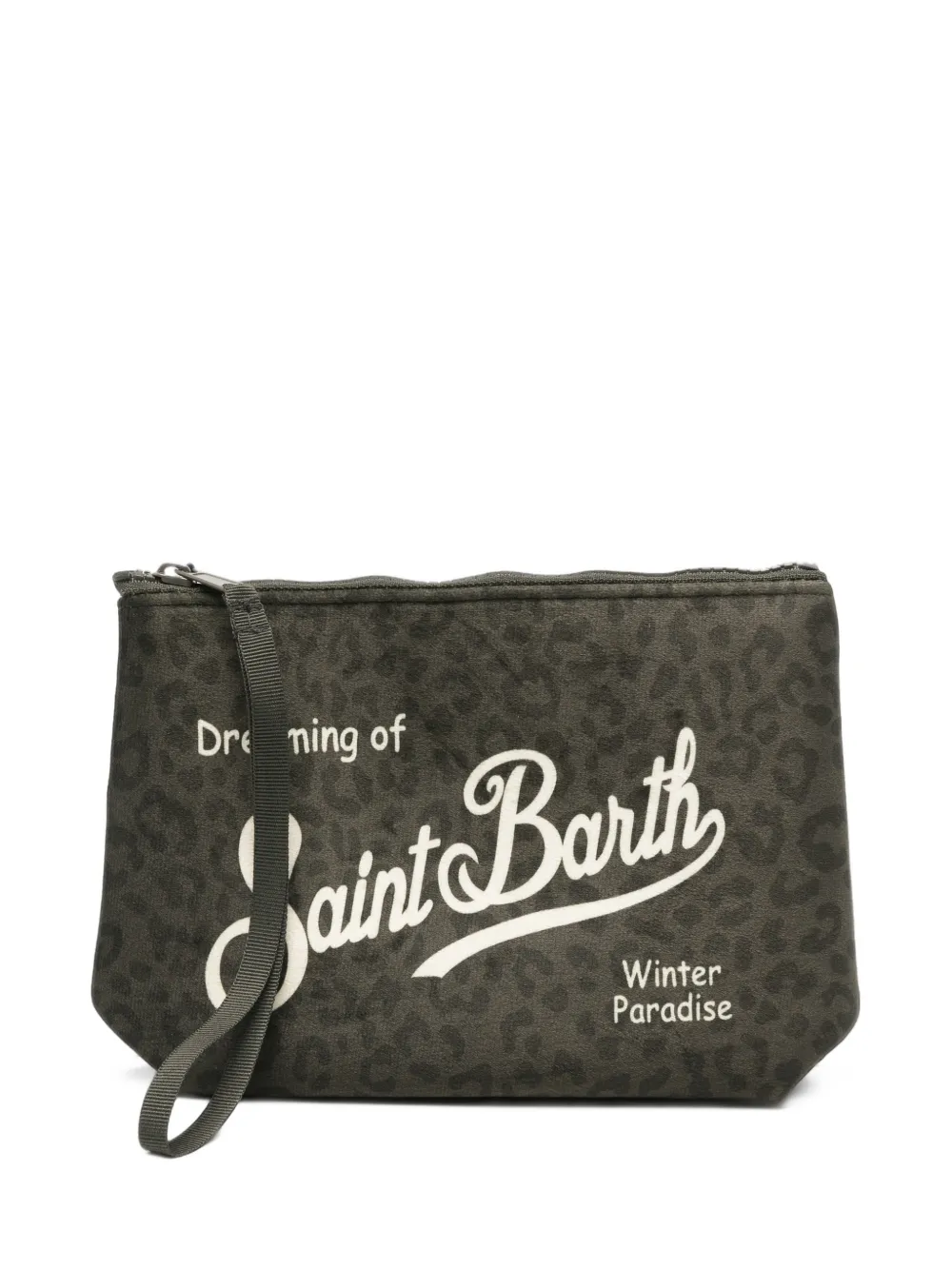 MC2 Saint Barth Aline clutch met luipaard-print en logo-print Grijs