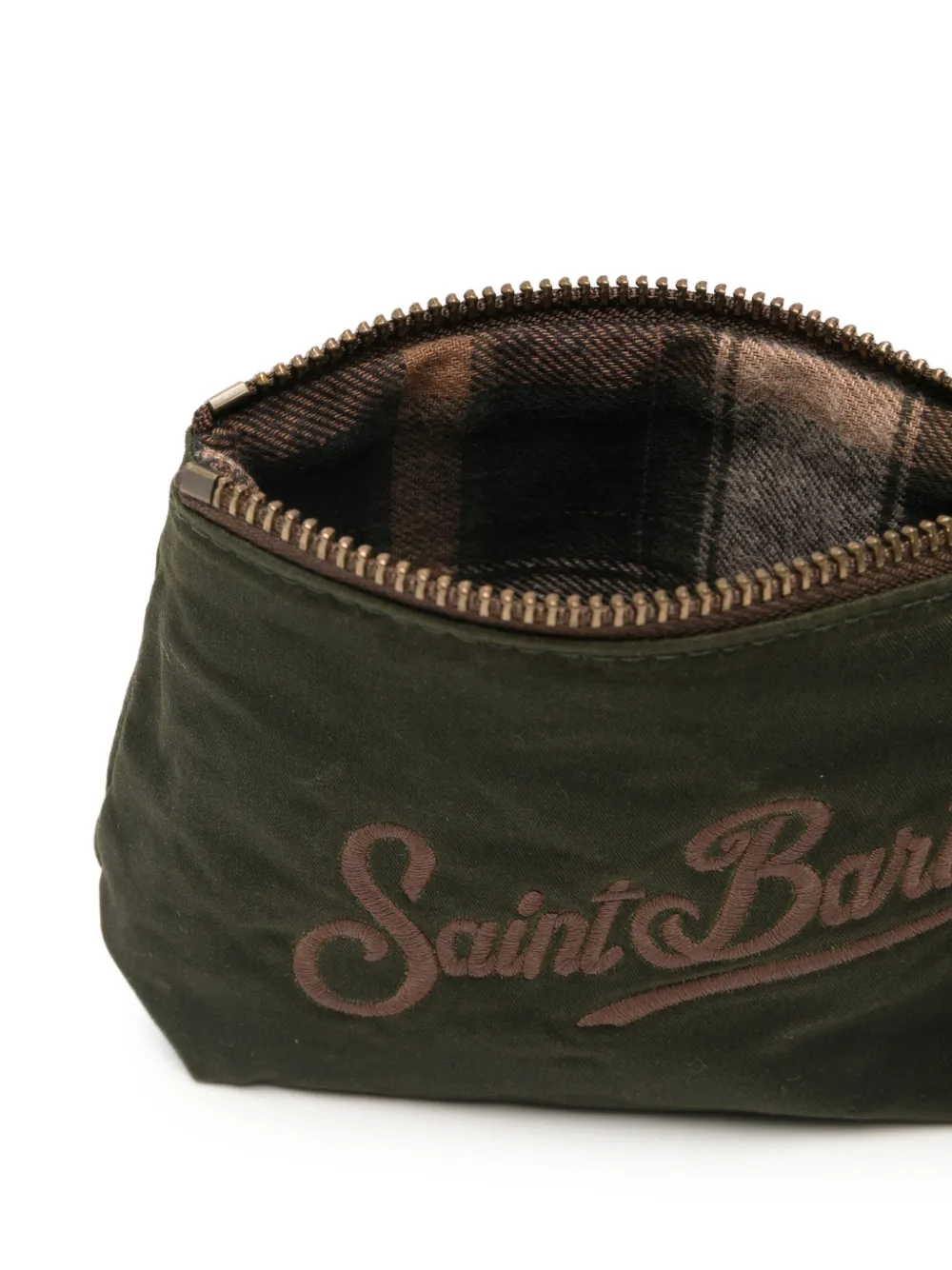 MC2 Saint Barth mini Aline logo-embroidered clutch bag Groen