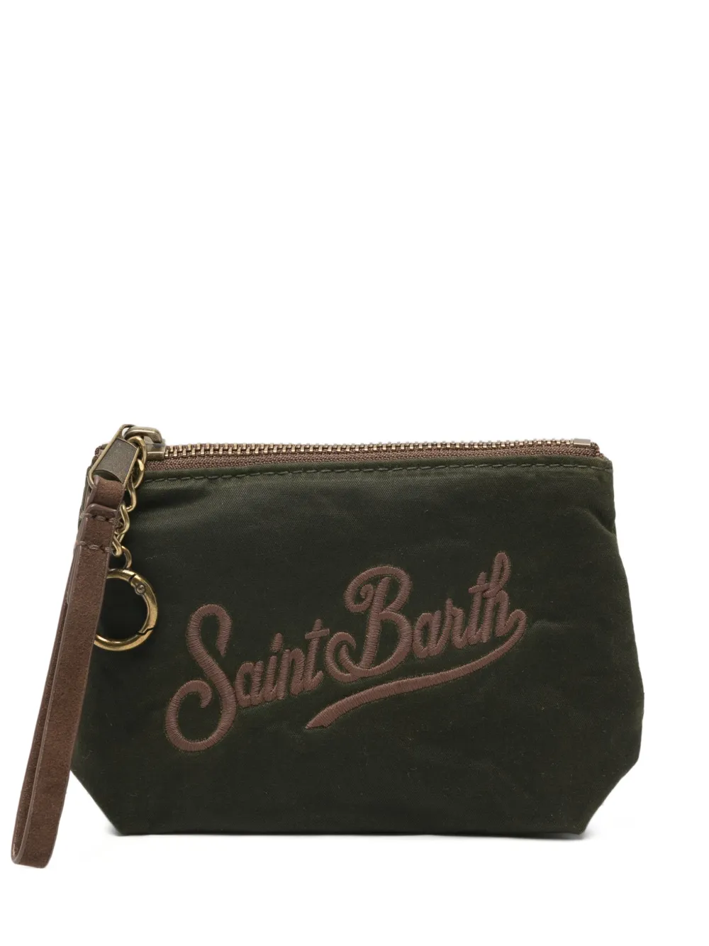 MC2 Saint Barth mini Aline logo-embroidered clutch bag Groen