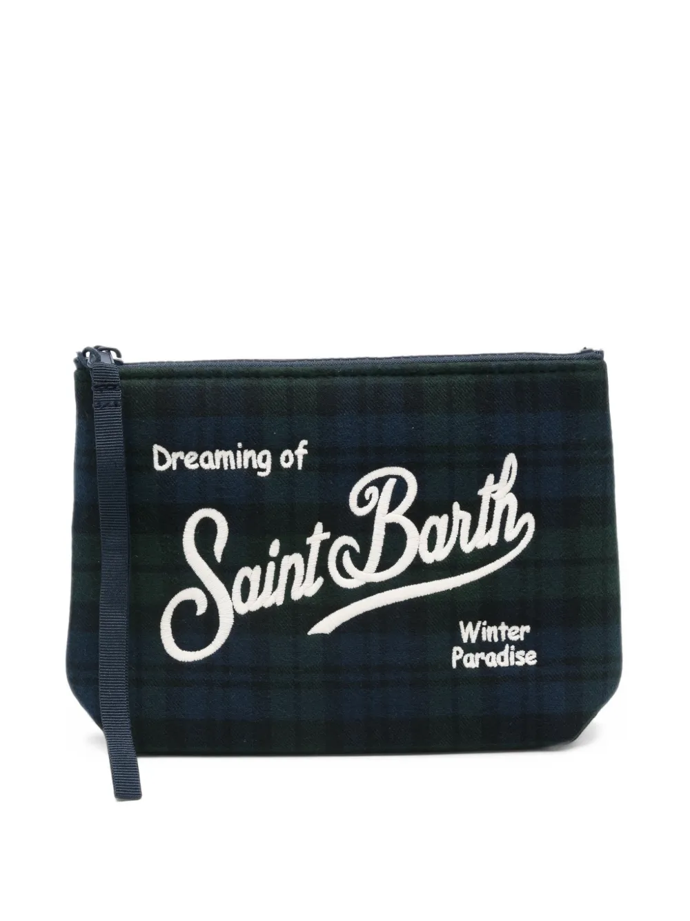 MC2 Saint Barth Aline tartan embroidered clutch bag Blauw