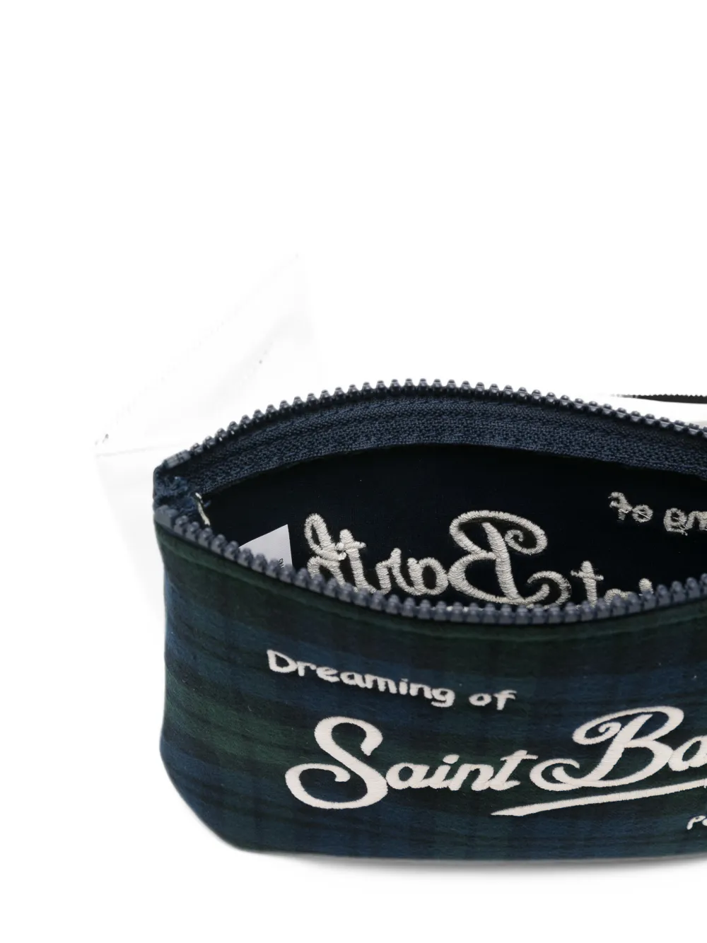 MC2 Saint Barth Aline tartan embroidered clutch bag Blauw