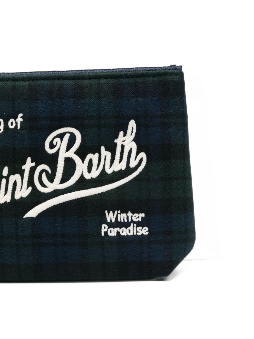 MC2 Saint Barth Aline tartan embroidered clutch bag Blauw
