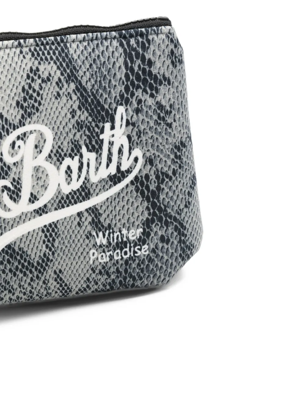 MC2 Saint Barth Aline clutch met slangen-print en logo-print Grijs