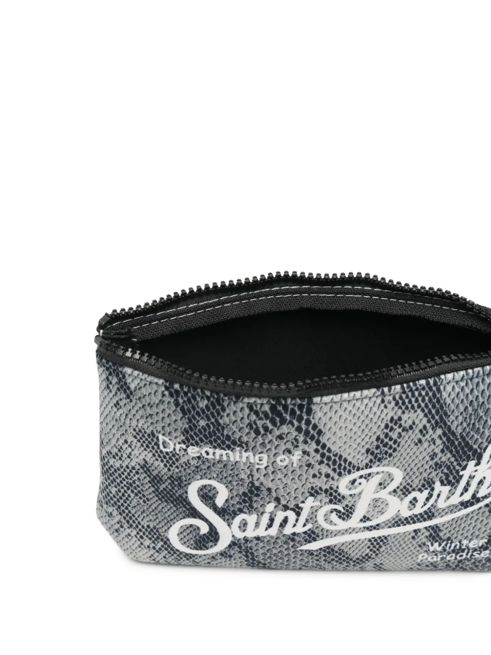 MC2 Saint Barth Aline clutch met slangen-print en logo-print Grijs