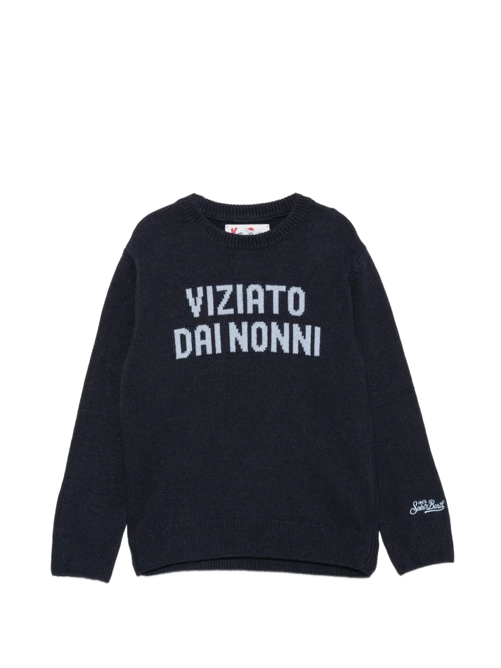 MC2 Saint Barth Kids intarsia-knit logo-embroidered sweater Blauw