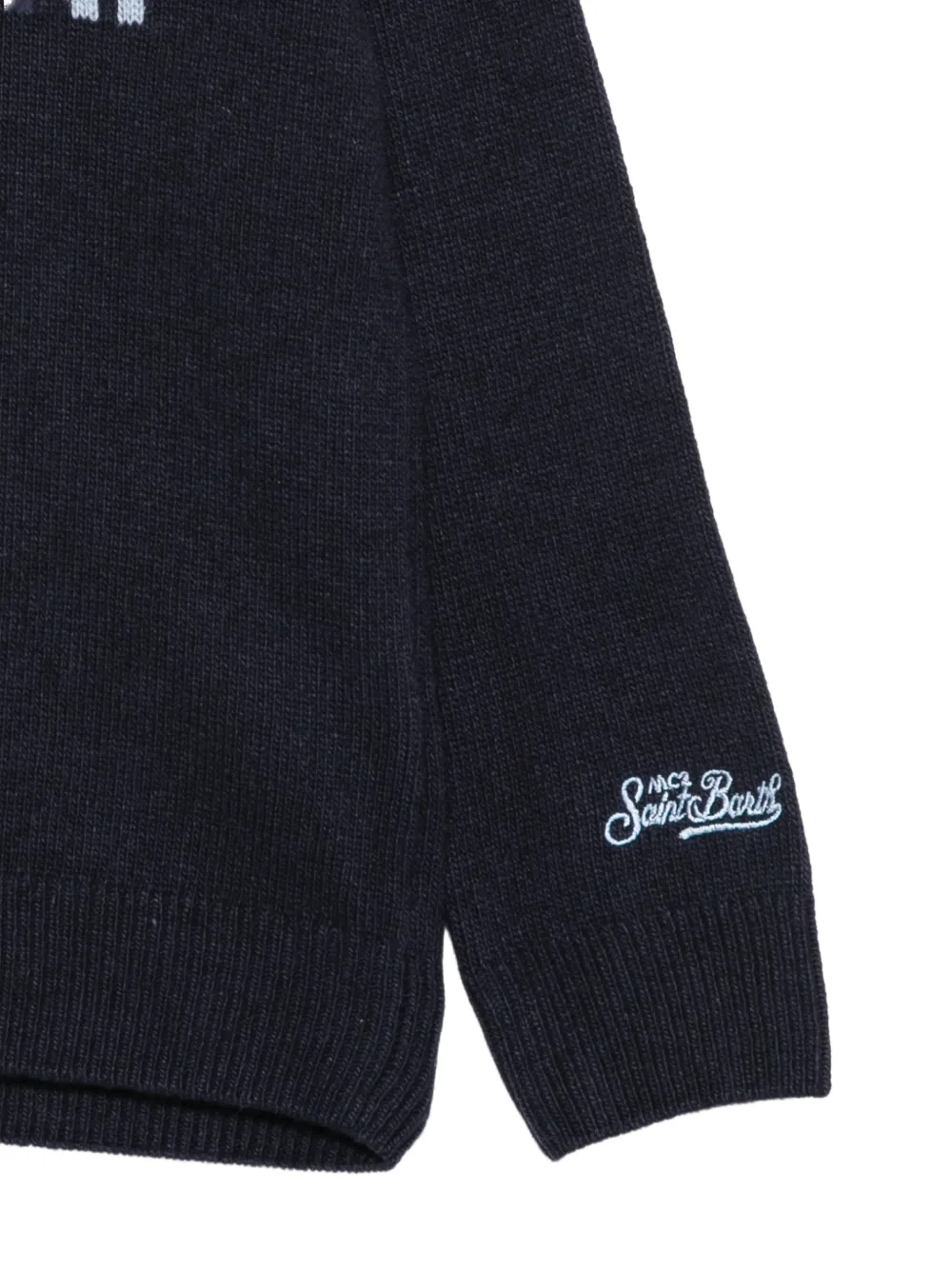 MC2 Saint Barth Kids intarsia-knit logo-embroidered sweater Blauw