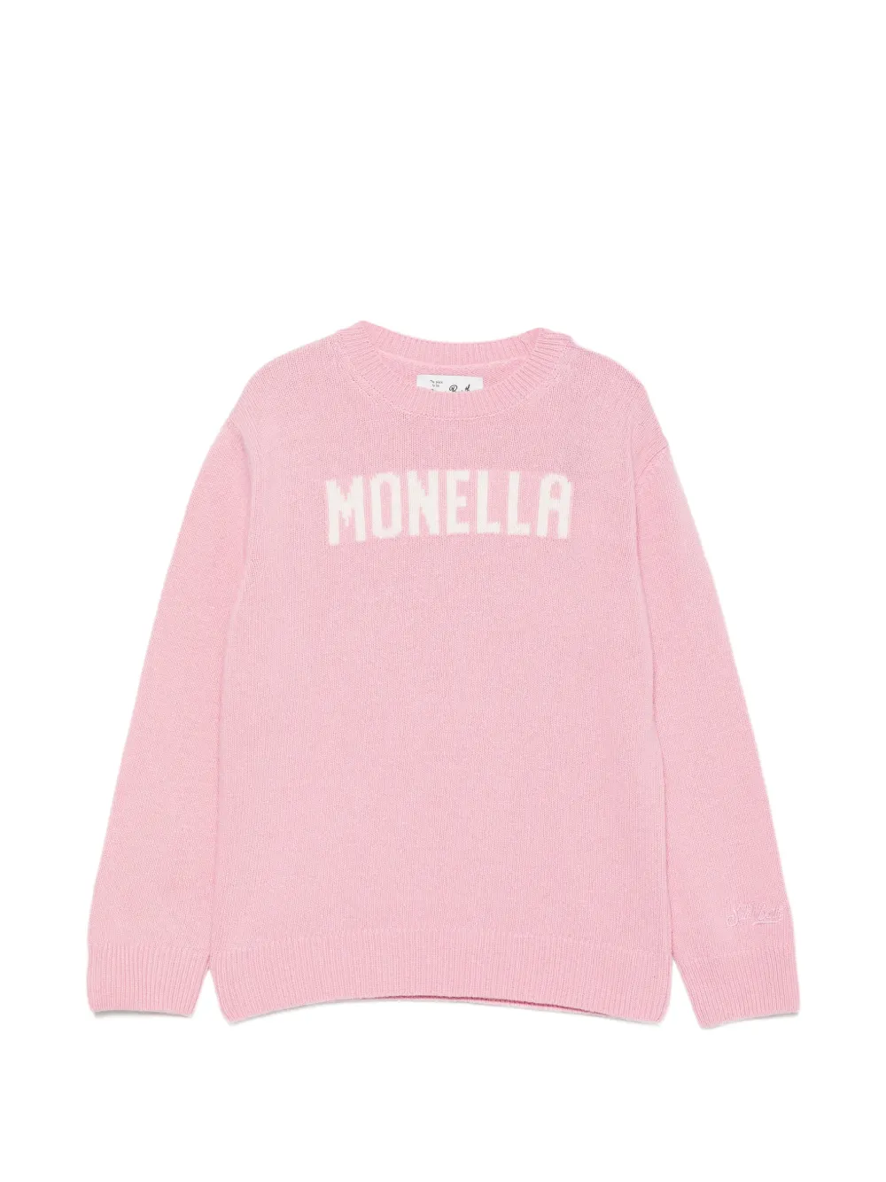 MC2 Saint Barth Kids Princess intarsia-knit logo-embroidered sweater Roze