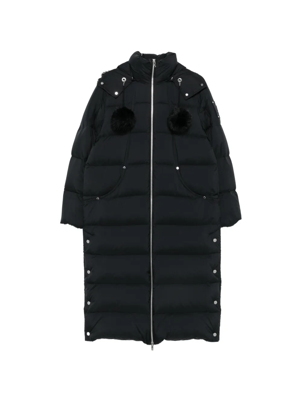 Moose Knuckles Everest pom-pom hooded puffer coat Zwart