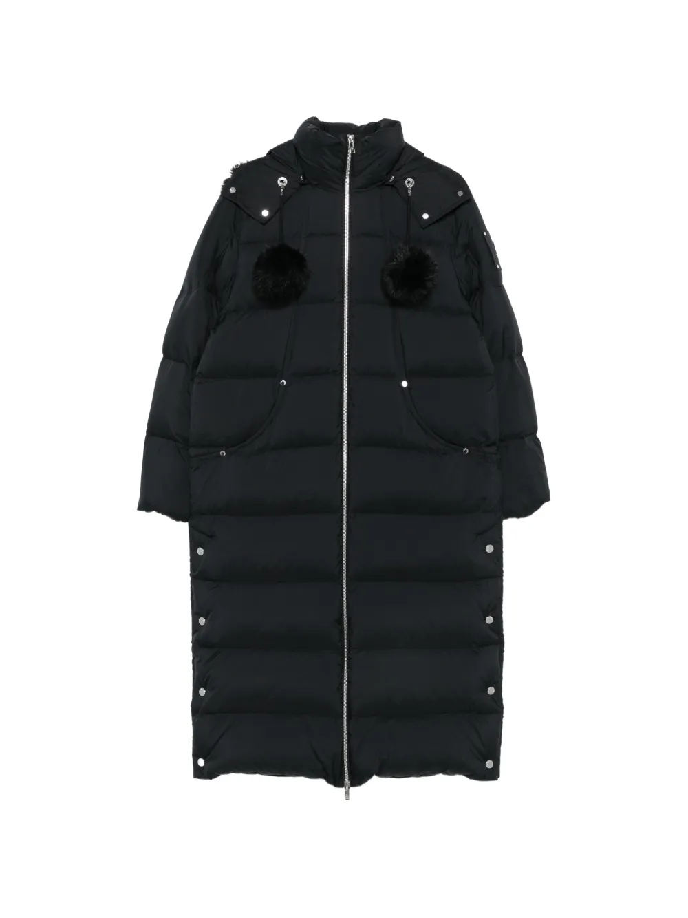 Moose Knuckles Everest pom-pom hooded puffer coat Zwart