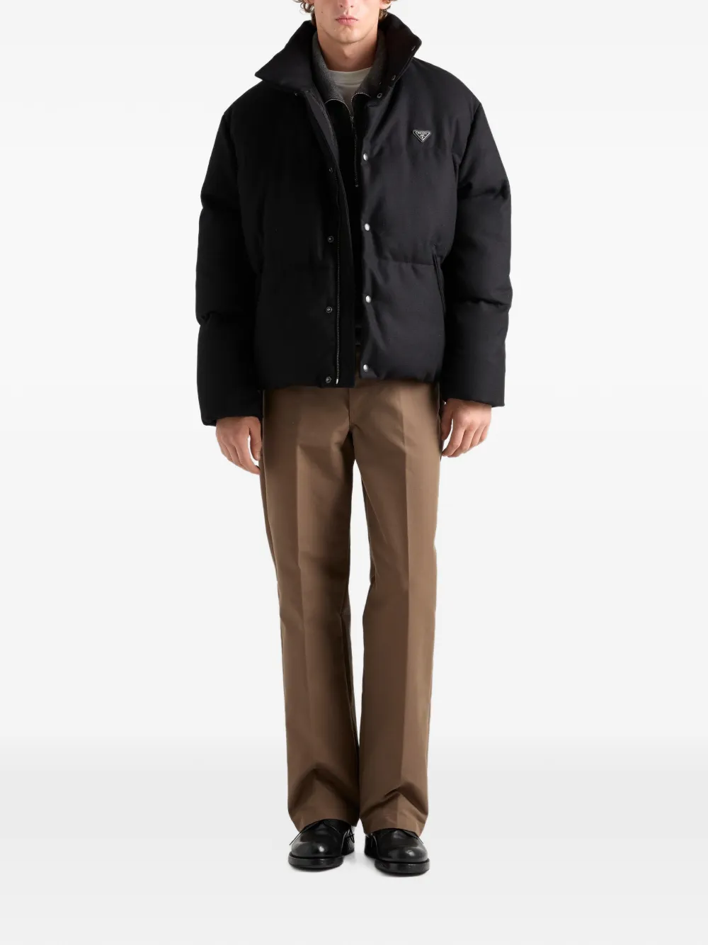 Prada medium-weight Re-Wool down jacket Zwart