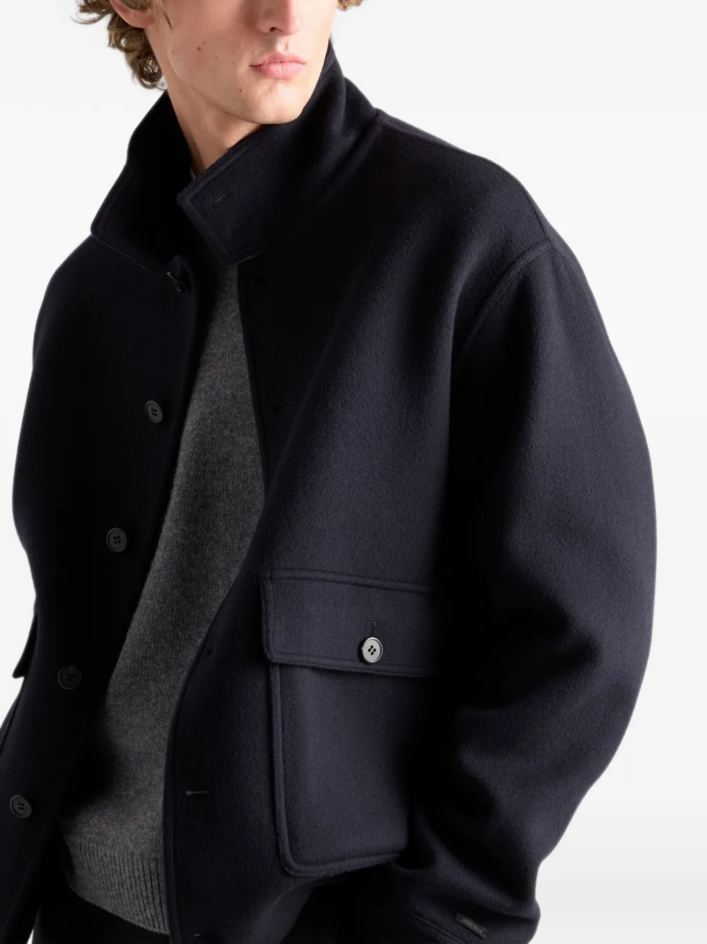 Prada cashmere blouson jacket Blauw