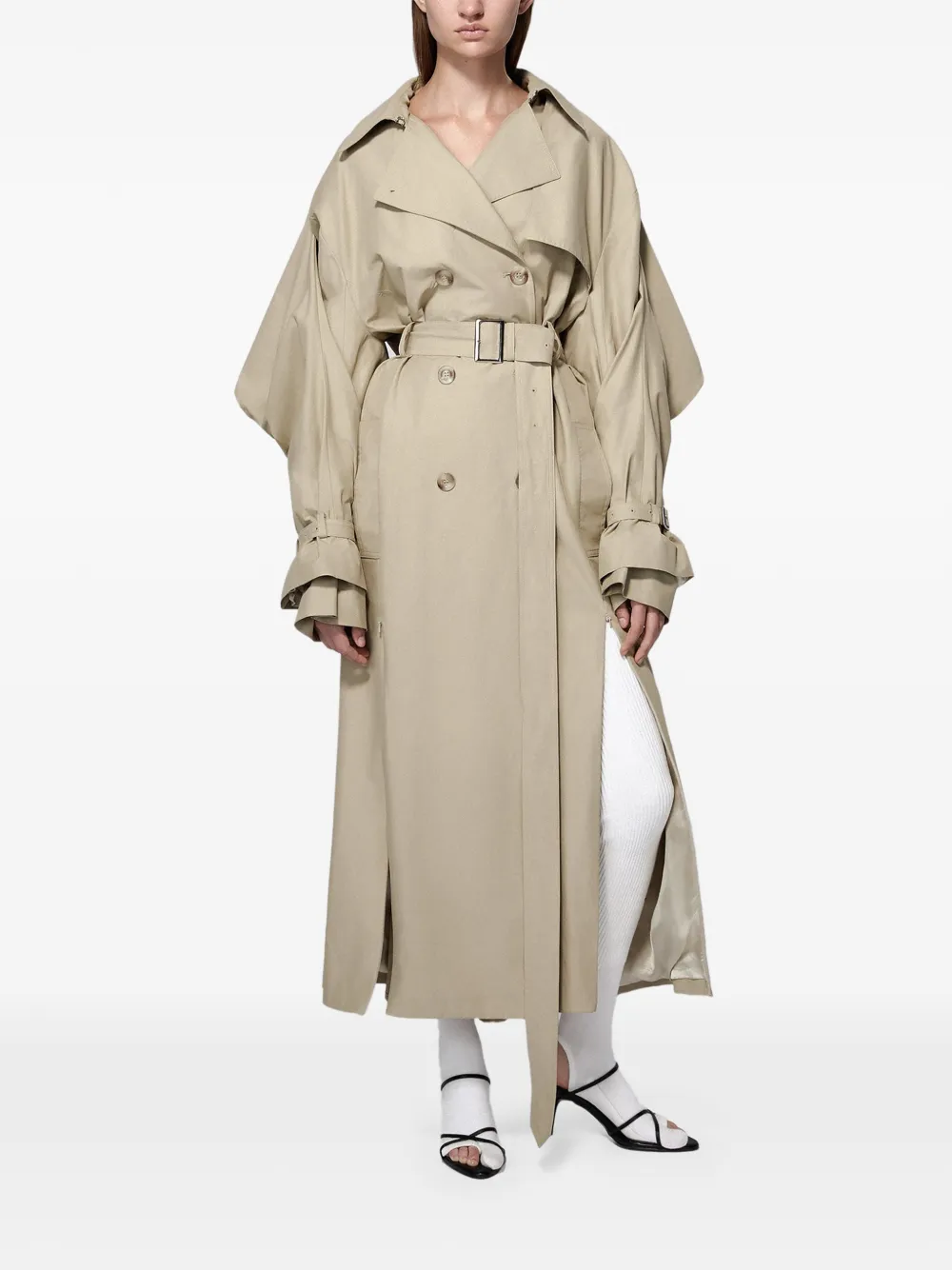 SRVC Studio Sentinal cape-back trench coat - Nude