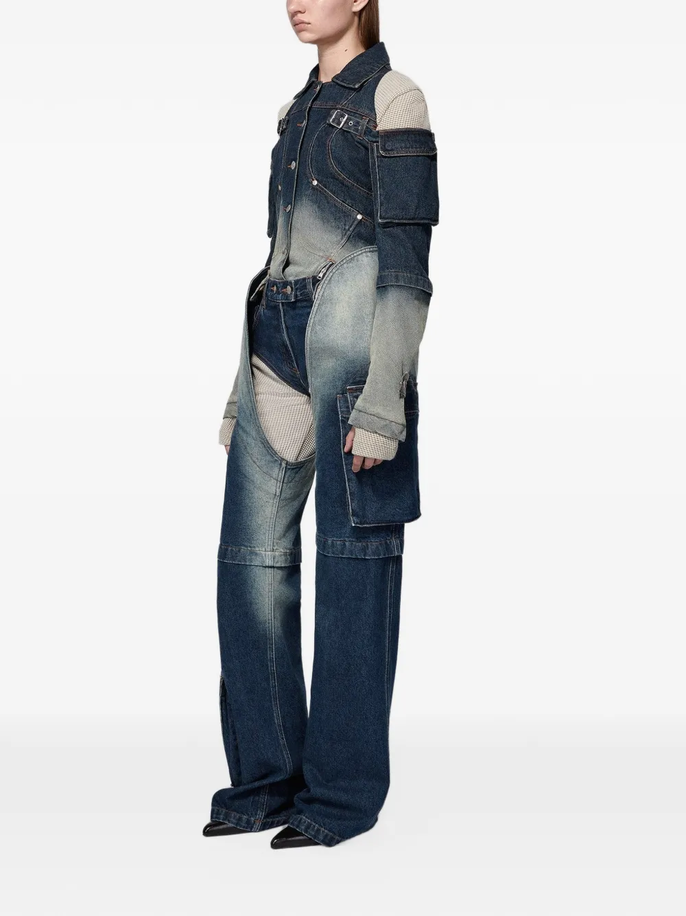 SRVC Studio Mecha cargo denim jack Blauw