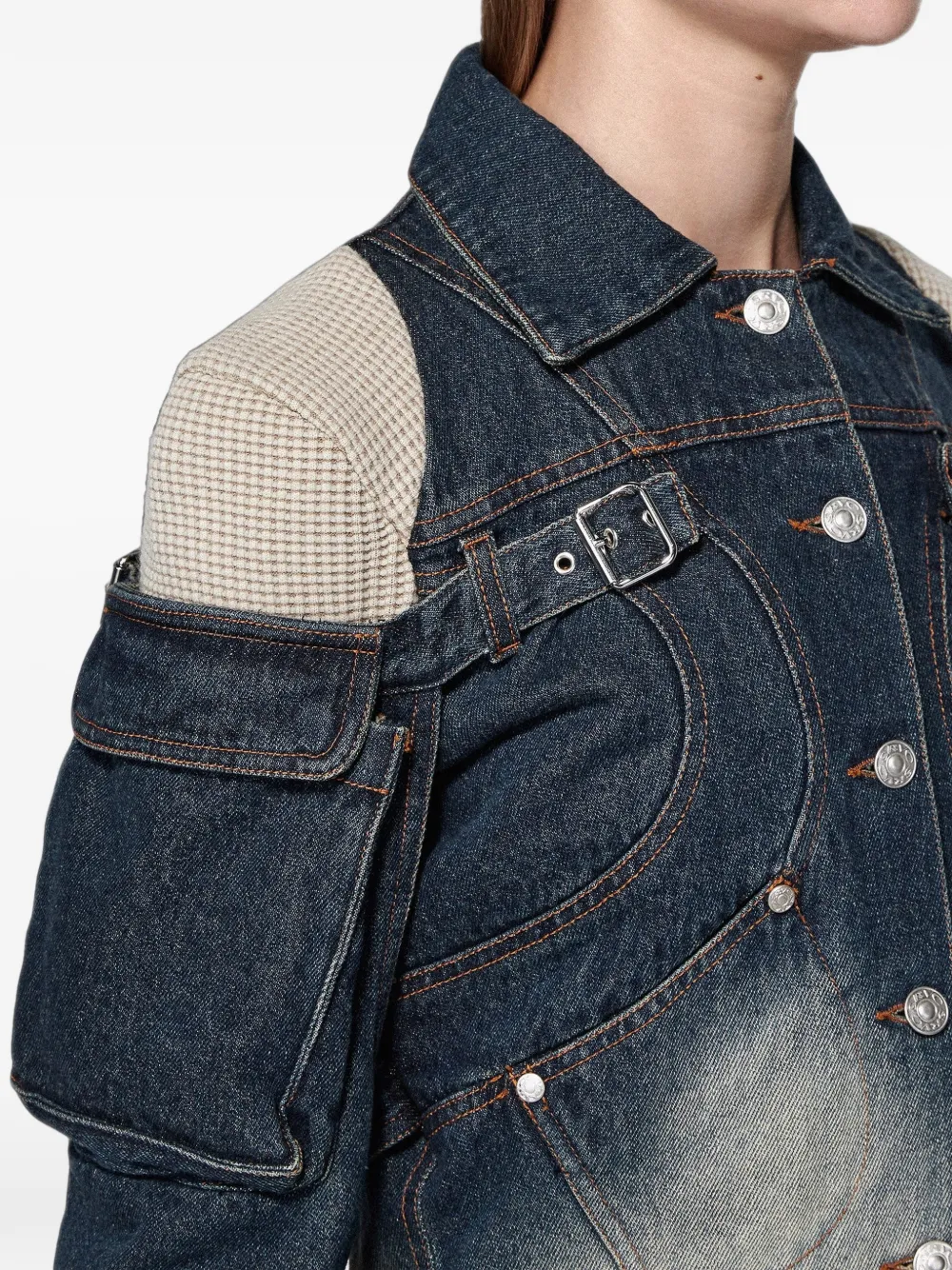 SRVC Studio Mecha cargo denim jack Blauw