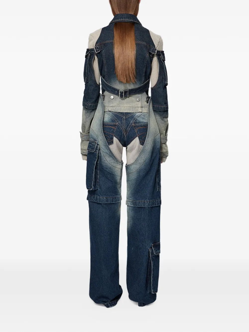 SRVC Studio Mecha cargo denim jack Blauw
