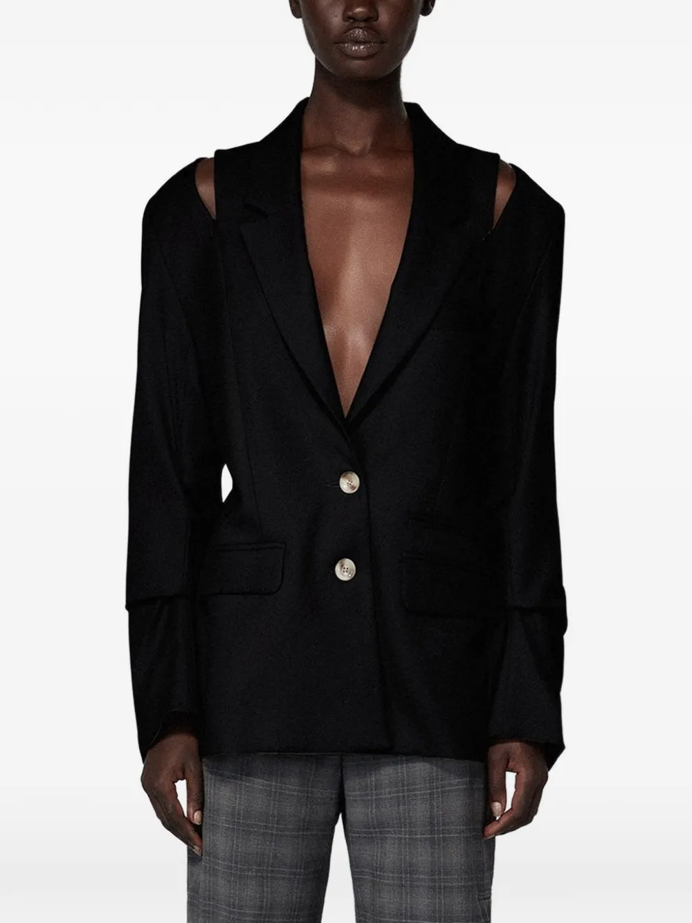 SRVC Studio Breakfast structured-shoulder blazer - Schwarz