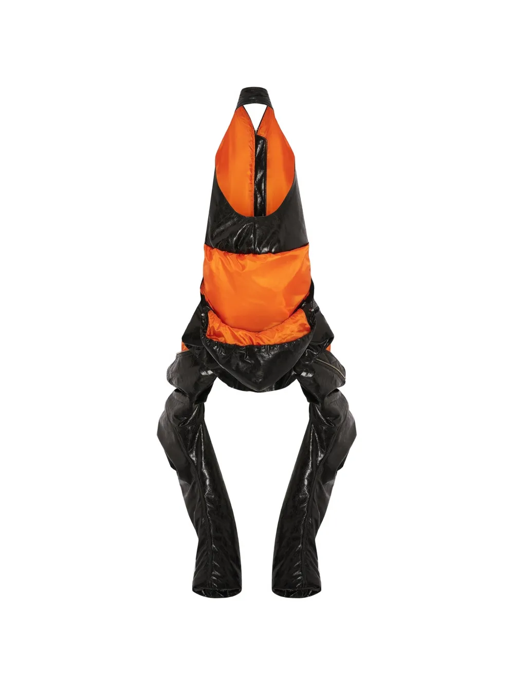 SRVC Studio Leren bomberjack met halternek en capuchon Zwart