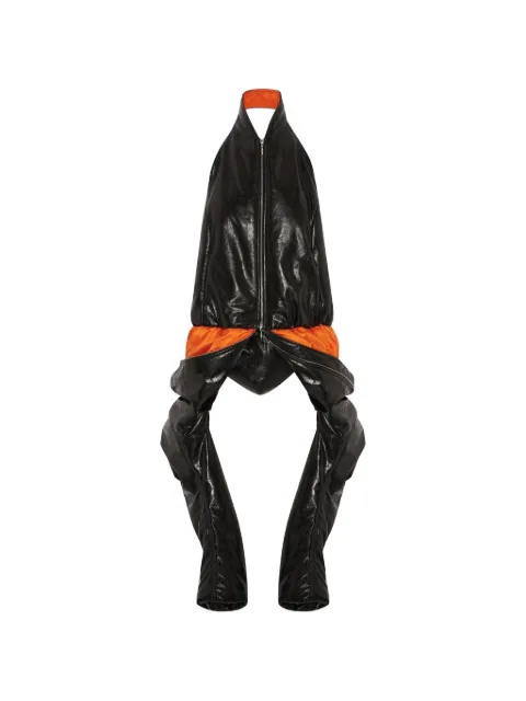SRVC Studio halter-neck hooded leather bomber jacket