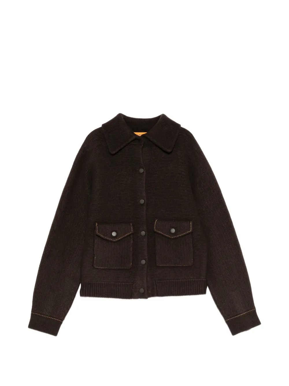 Guest In Residence ribbed-knit flap-pocket cardigan Bruin